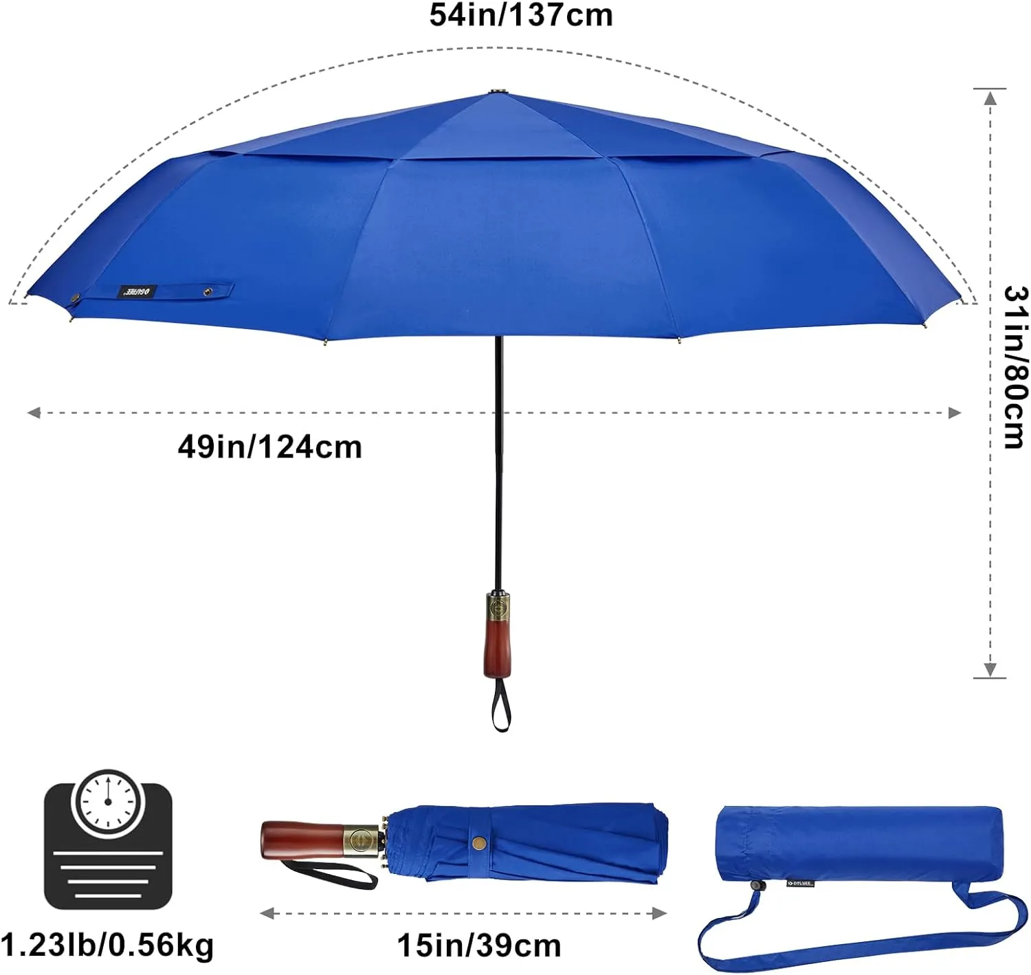 G4Free 54 Inch Large Compact Windproof Golf Umbrella for Rain Oversized Auto Open Close Folding Travel 10 Ribs Vented Double Canopy Umbrella for Women Men