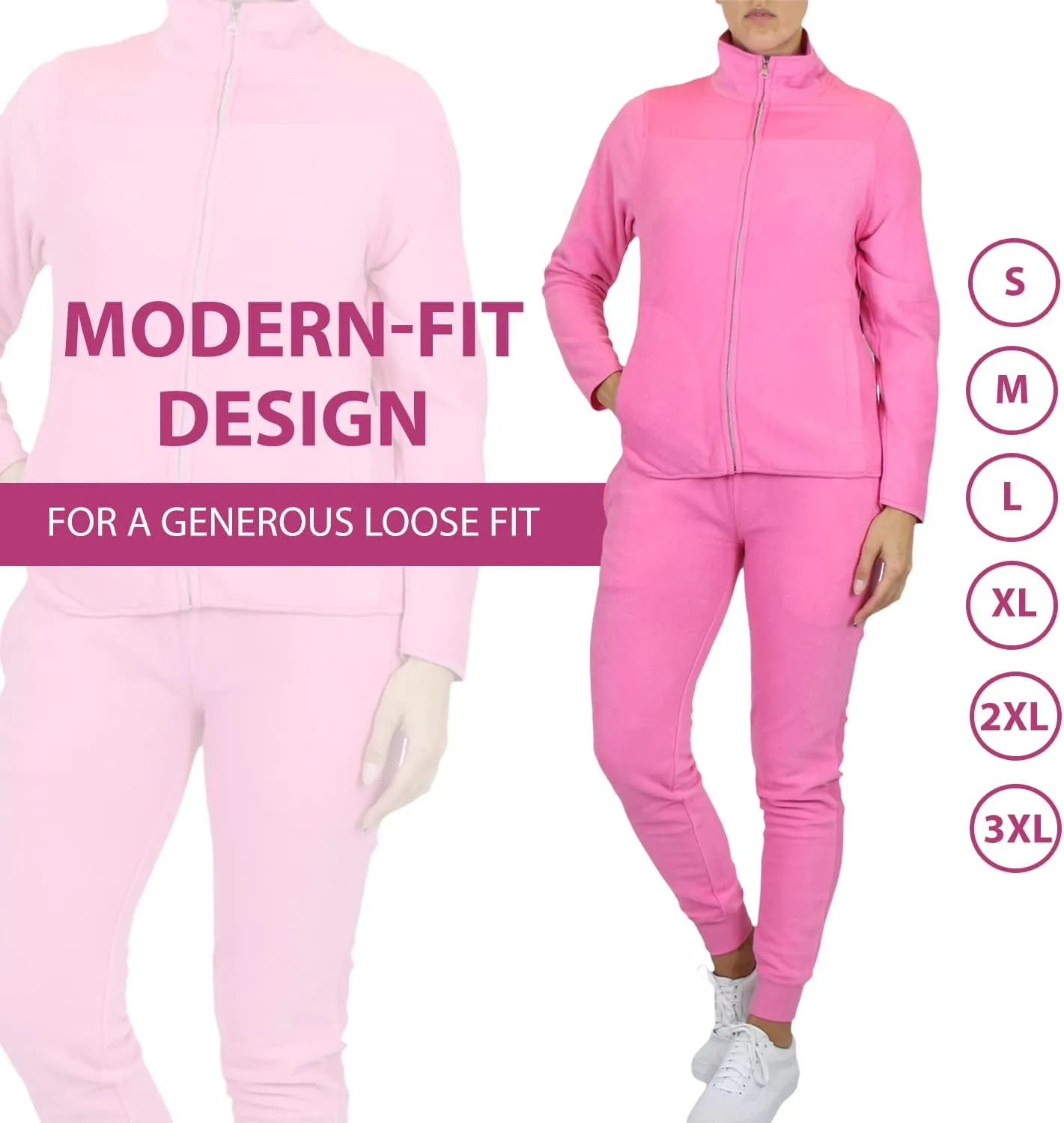 Galaxy by Harvic Women's Polar Fleece Jacket & Joggers Pant Set with pocket for Jogging, Sports
