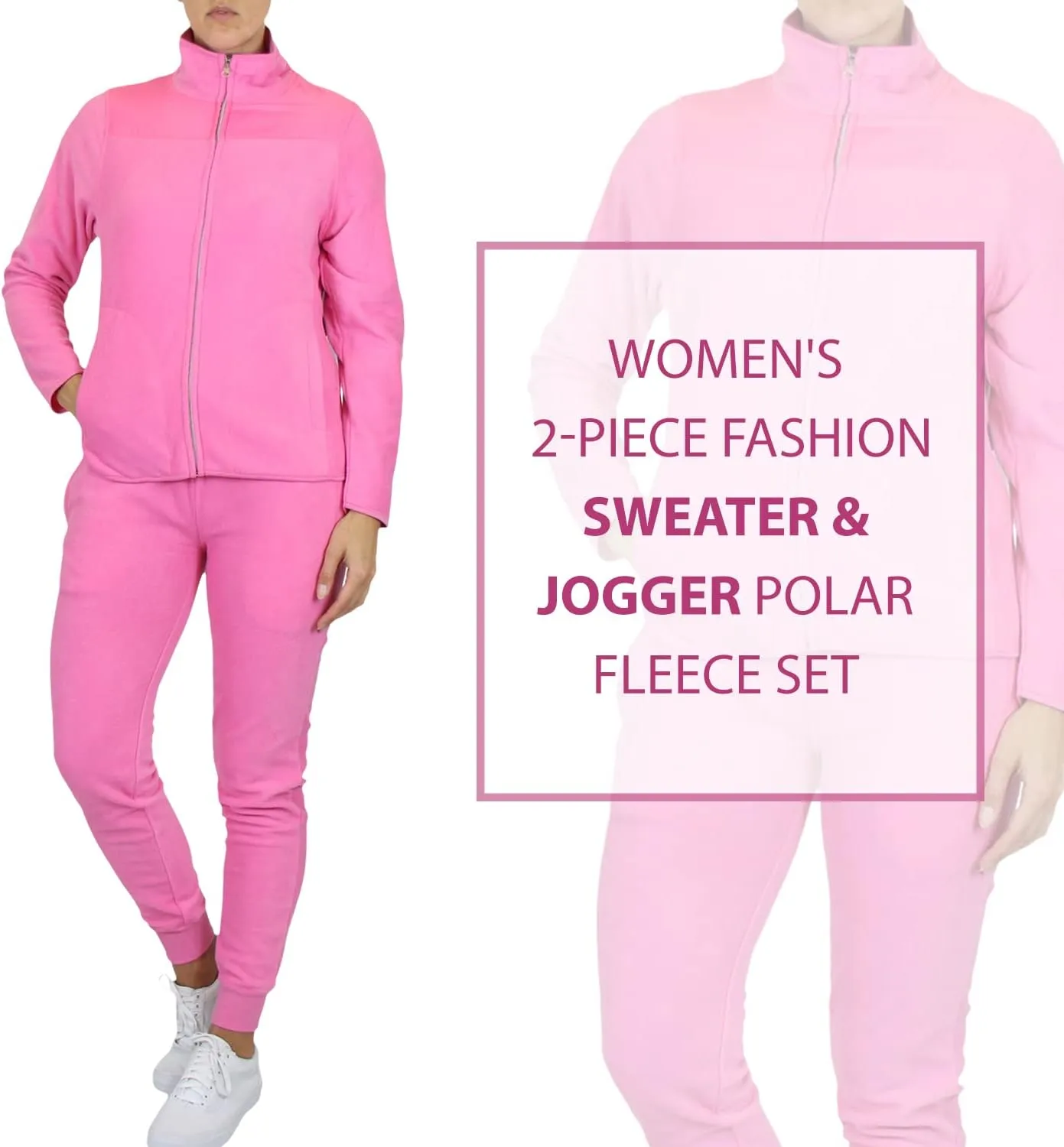 Galaxy by Harvic Women's Polar Fleece Jacket & Joggers Pant Set with pocket for Jogging, Sports