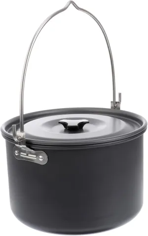 GALPADA L Aluminum Hanging Pot Non-stick Camping Cookware Set for People Lightweight Outdoor Cooking Pot Anti-slip Grip for Hiking Backpacking and Picnics