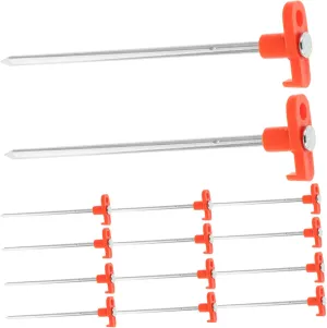 GANAZONO 20Pcs Glow Tent Nails Heavy Duty Windproof Ground Nail with Night Visibility Design Durable Metal Stakes for Camping Hiking and Outdoor Tents and Tarps