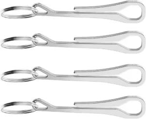 GANAZONO 4pcs Stainless Steel Key Clamps Portable Keychain Buckles Smooth Finish Lightweight for Outdoor Use Compact for Easy Carrying