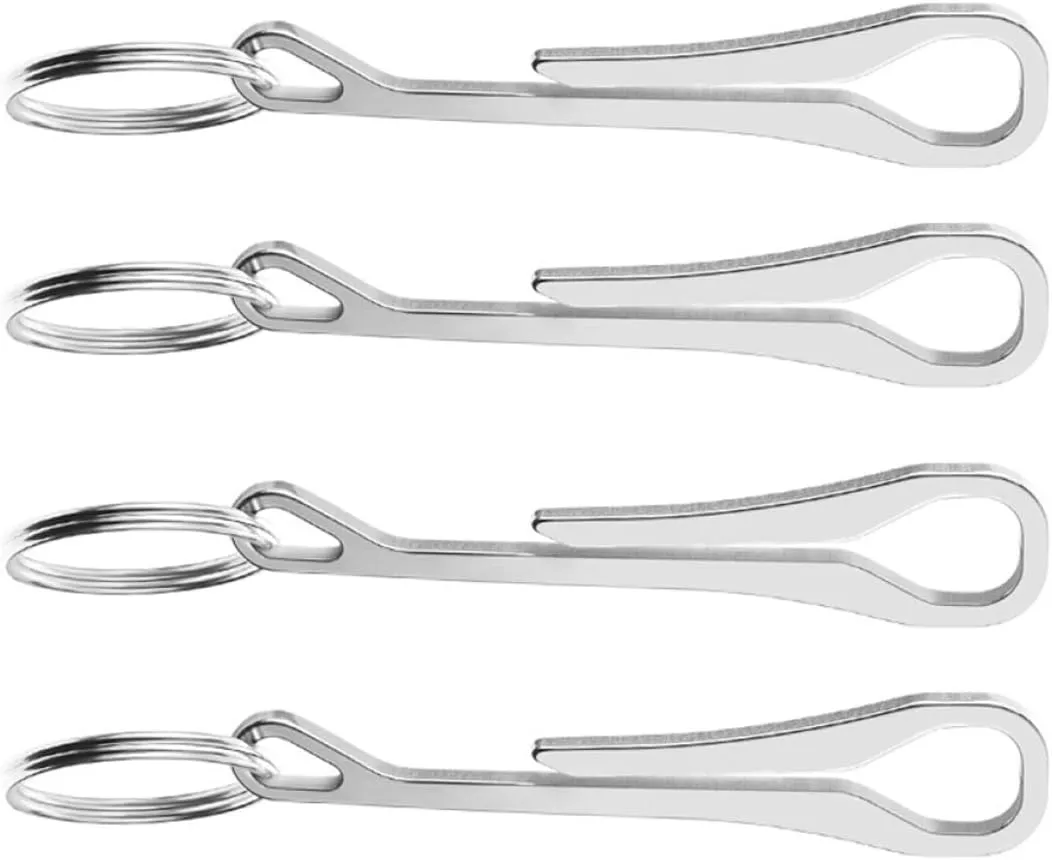 GANAZONO 4pcs Stainless Steel Key Clamps Portable Keychain Buckles Smooth Finish Lightweight for Outdoor Use Compact for Easy Carrying