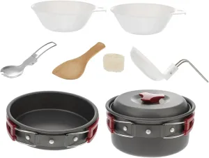 GANAZONO Lightweight Aluminum Outdoor Pot Set Camping Bowl Utensil Set Multi-Function for Hiking Backpacking
