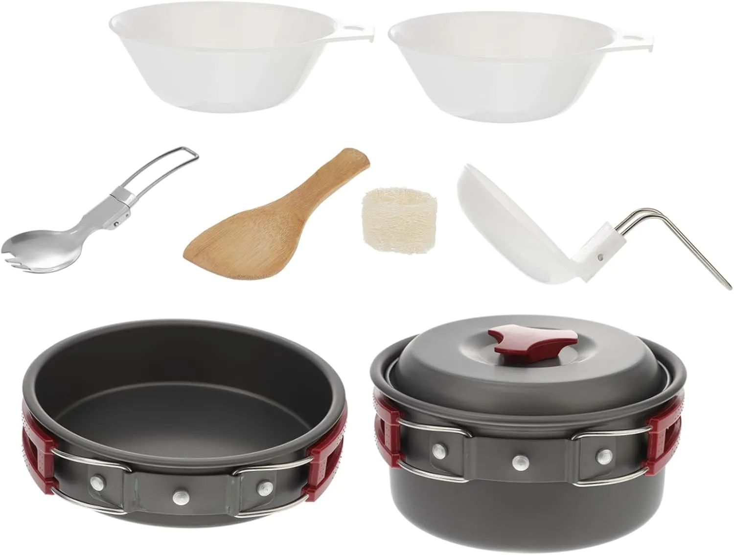 GANAZONO Lightweight Aluminum Outdoor Pot Set Camping Bowl Utensil Set Multi-Function for Hiking Backpacking