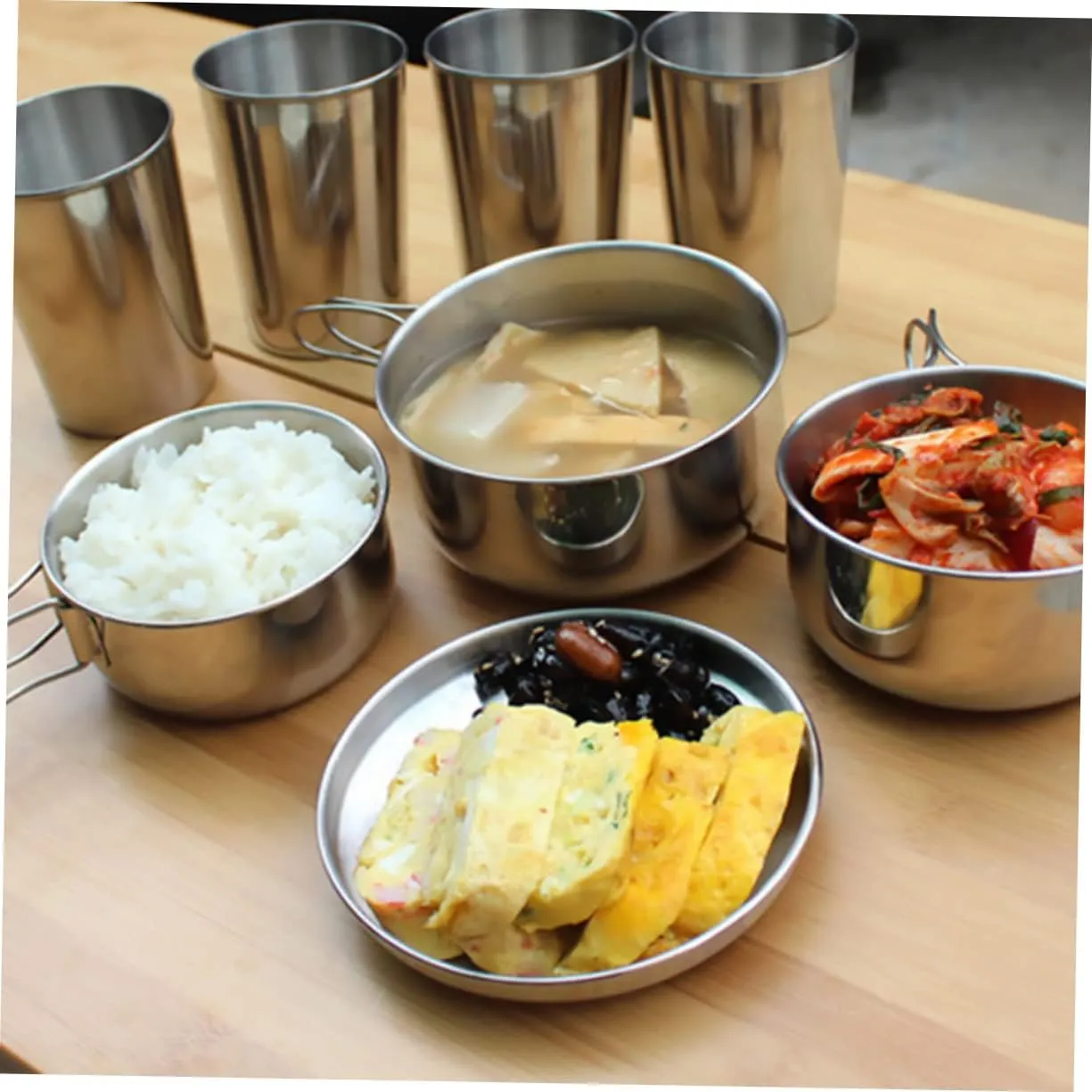 GANAZONO Outdoor Camping Cooker Cooler Oven Accessories Kit Portable Gear Bag Tin Charger Van Tableware Pans
