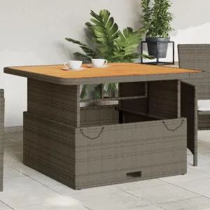 Garden Dining Table Grey Brown Outdoor Camping Coffee Picnic Foldable Tables Solid Acacia Wood Top Steel Frame Adjustable Height for Patios 110 x 110 x 71 cm