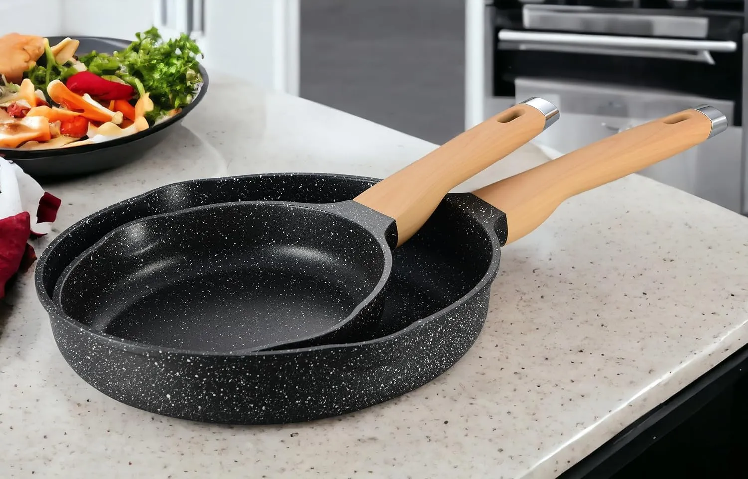 Garlié 13pcs Pots and Pans Set, Nonstick Black Granite Set, Cookware Sets Suitable for Gas, Electric, Induction, Kitchen Cooking Set with Frying Pans, Saucepans, Casserole, Dishwasher Safe