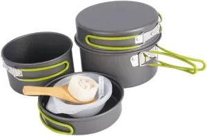 Garneck 1 Set Portable Fishing Cookware Nonstick Camping Cooking Kit Frying Pans Frying Pan Bowls Soup Spoon Spatula and Loofah for Outdoor Picnics and Hiking