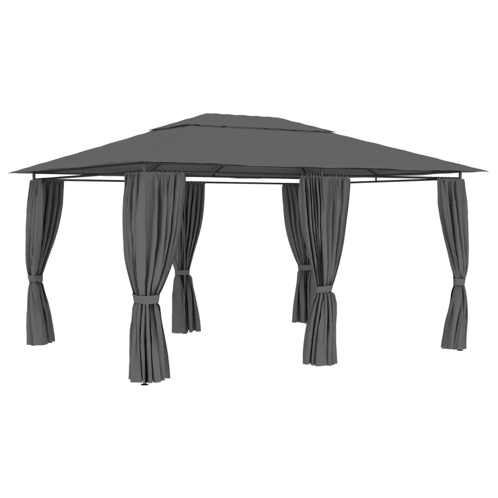 Gazebo Outdoor Canopy Tent Patio Pavilion Sun Shelter with Curtains
