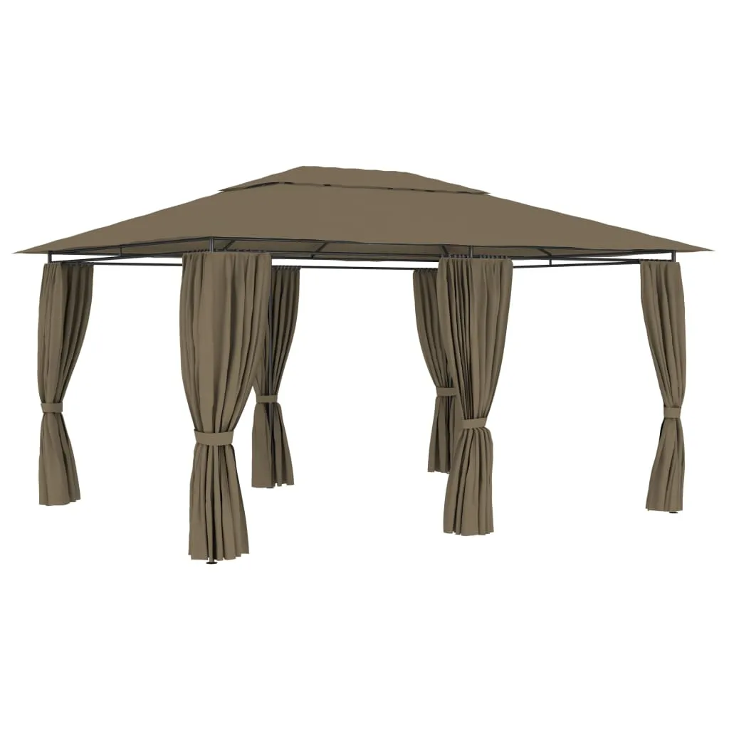 Gazebo Outdoor Canopy Tent Patio Pavilion Sun Shelter with Curtains