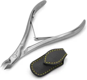 GERMANIKURE Tower Point Cuticle Trimmer - 3/4 Full Jaw Nipper - Ethically Made in Germany - FINOX Stainless Steel Professional Sharp Cuticle Remover in Leather Case – Manicure Tool, r147, 7mm