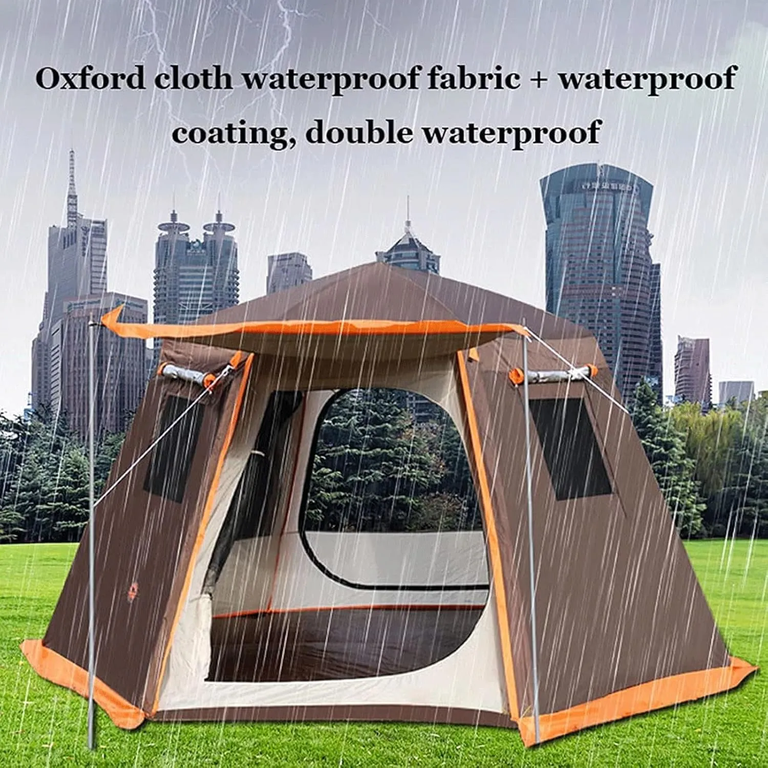 GERRIT Family Camping Tent, Instant Hexagonal Tent, Waterproof, Windproof, UV Resistant Travel and Hiking Home (Color : A, Size : 330x330x195cm)
