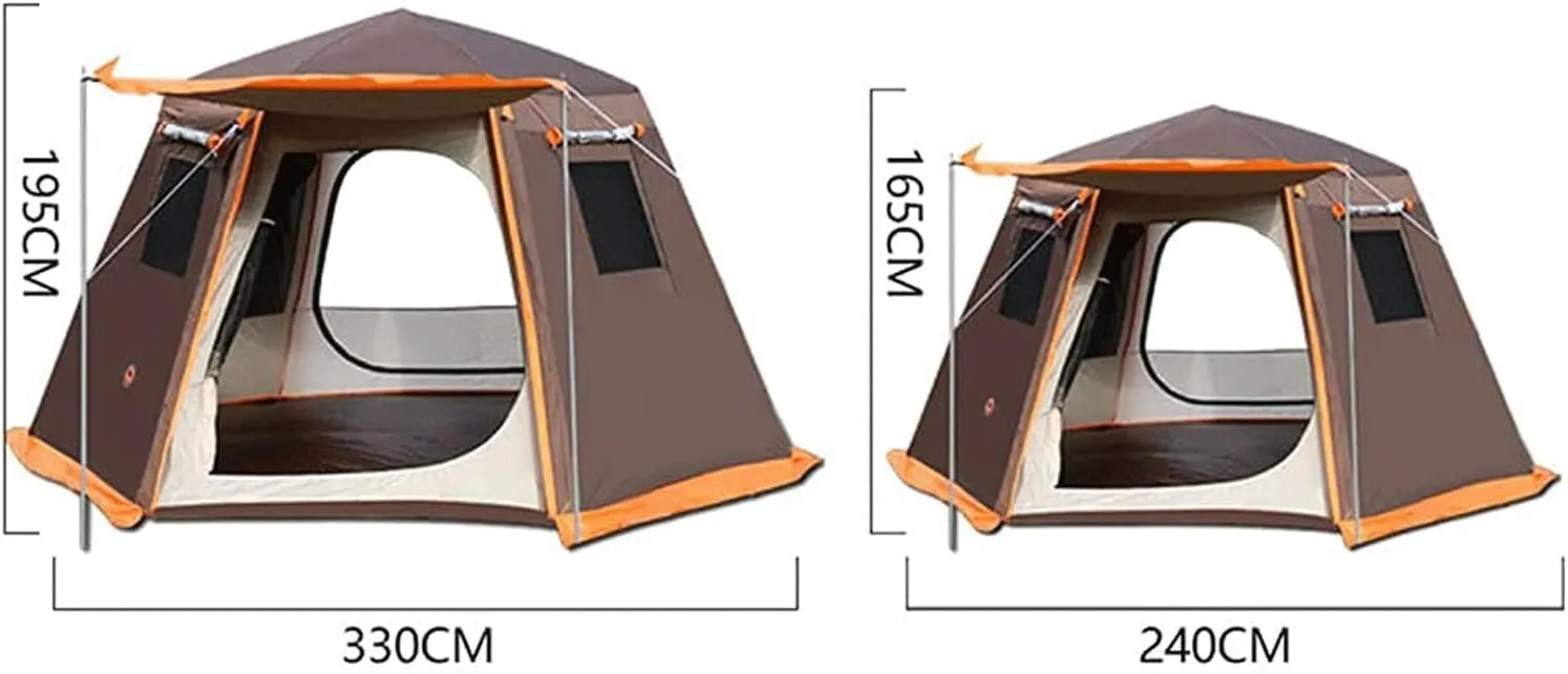 GERRIT Family Camping Tent, Instant Hexagonal Tent, Waterproof, Windproof, UV Resistant Travel and Hiking Home (Color : A, Size : 330x330x195cm)
