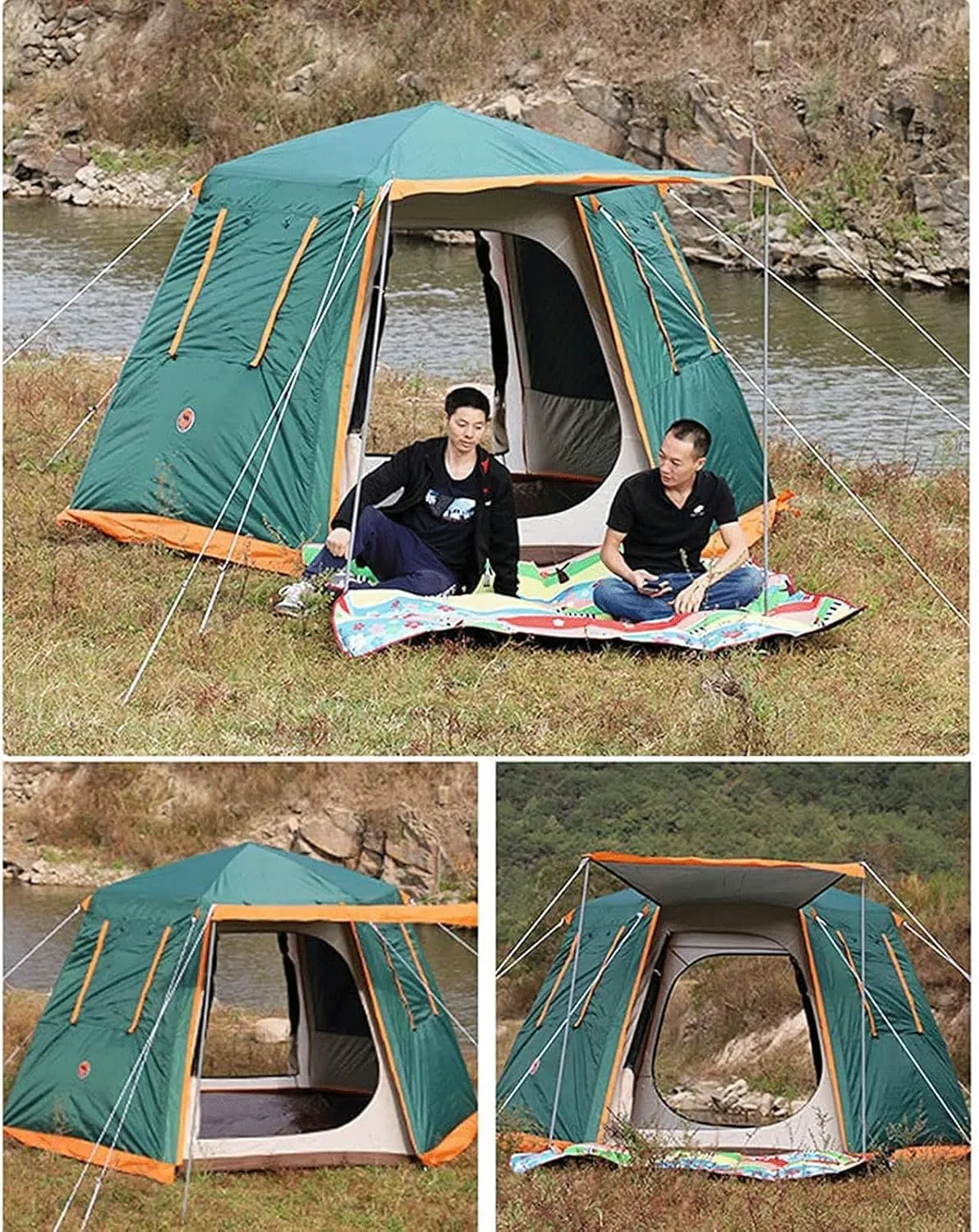 GERRIT Family Camping Tent, Instant Hexagonal Tent, Waterproof, Windproof, UV Resistant Travel and Hiking Home (Color : B, Size : 330x330x195cm)