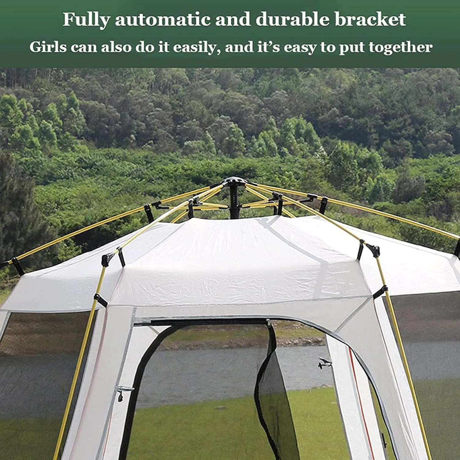 GERRIT Family Camping Tent, Instant Hexagonal Tent, Waterproof, Windproof, UV Resistant Travel and Hiking Home (Color : B, Size : 330x330x195cm)