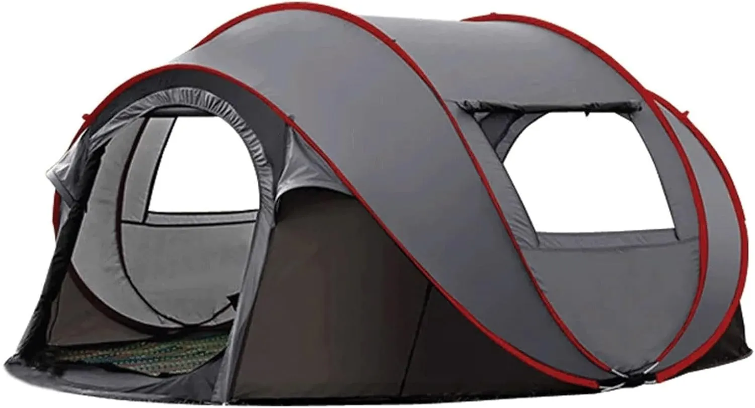 GeRRiT Pop Up Tent Instant Tent, 3-4 Person Camping Tent, Family Simple Waterproof Tent, Suitable for 3 Seasons (Color : Gray)