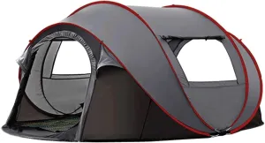 GeRRiT Pop Up Tent Instant Tent, 3-4 Person Camping Tent, Family Simple Waterproof Tent, Suitable for 3 Seasons (Color : Gray)