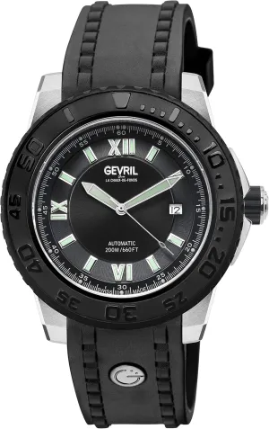 Gevril Seacloud Men's Automatic Watch, Genuine Rubber Strap with Buckle
