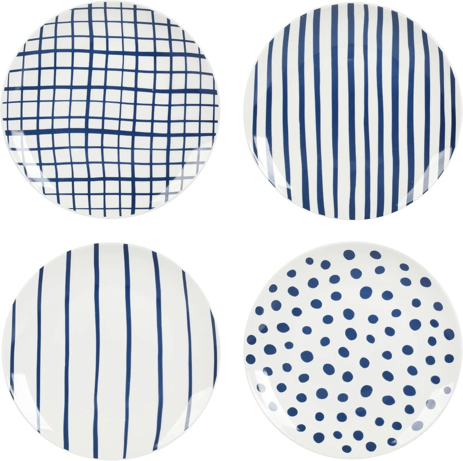 Gibson Home Seaboard Decorated White and Blue Porcelain Plates and Bowls Dinnerware Set
