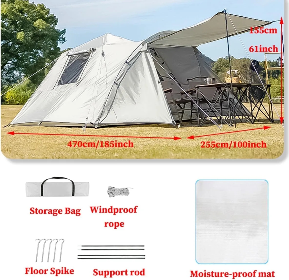 GIZNXBA Instant Tent Pop Up Camping Tent 2-3 Person Beach Tent Sun Shelter, Easy Set Up Windproof Camping Tent for Camping, Hiking, Fishing, Backpacking Traveling Outdoor