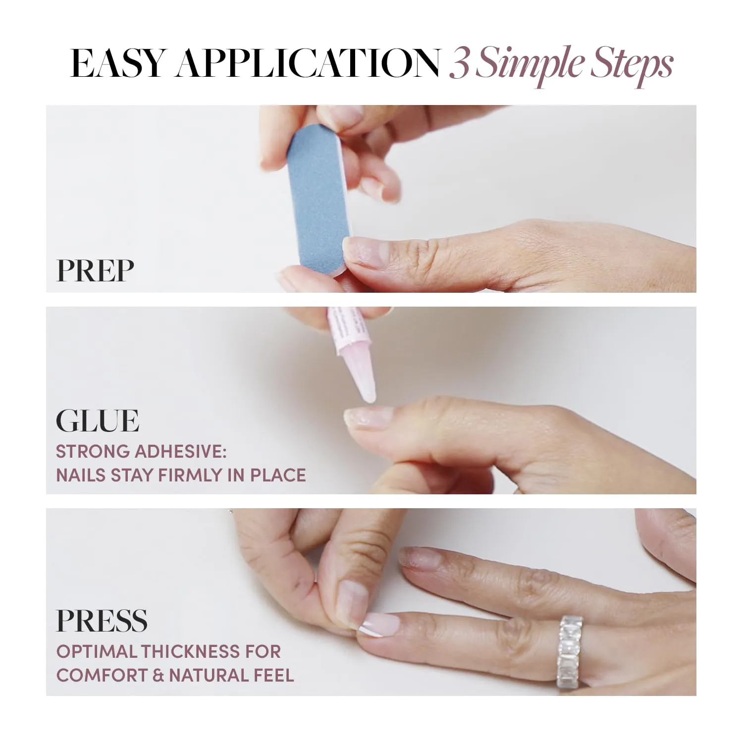 Glamnetic Press On Nails - Wild Card | Opaque UV Finish Short Pointed Almond Shape, Reusable Pastel Nails in 12 Sizes - 24 Nail Kit with Glue