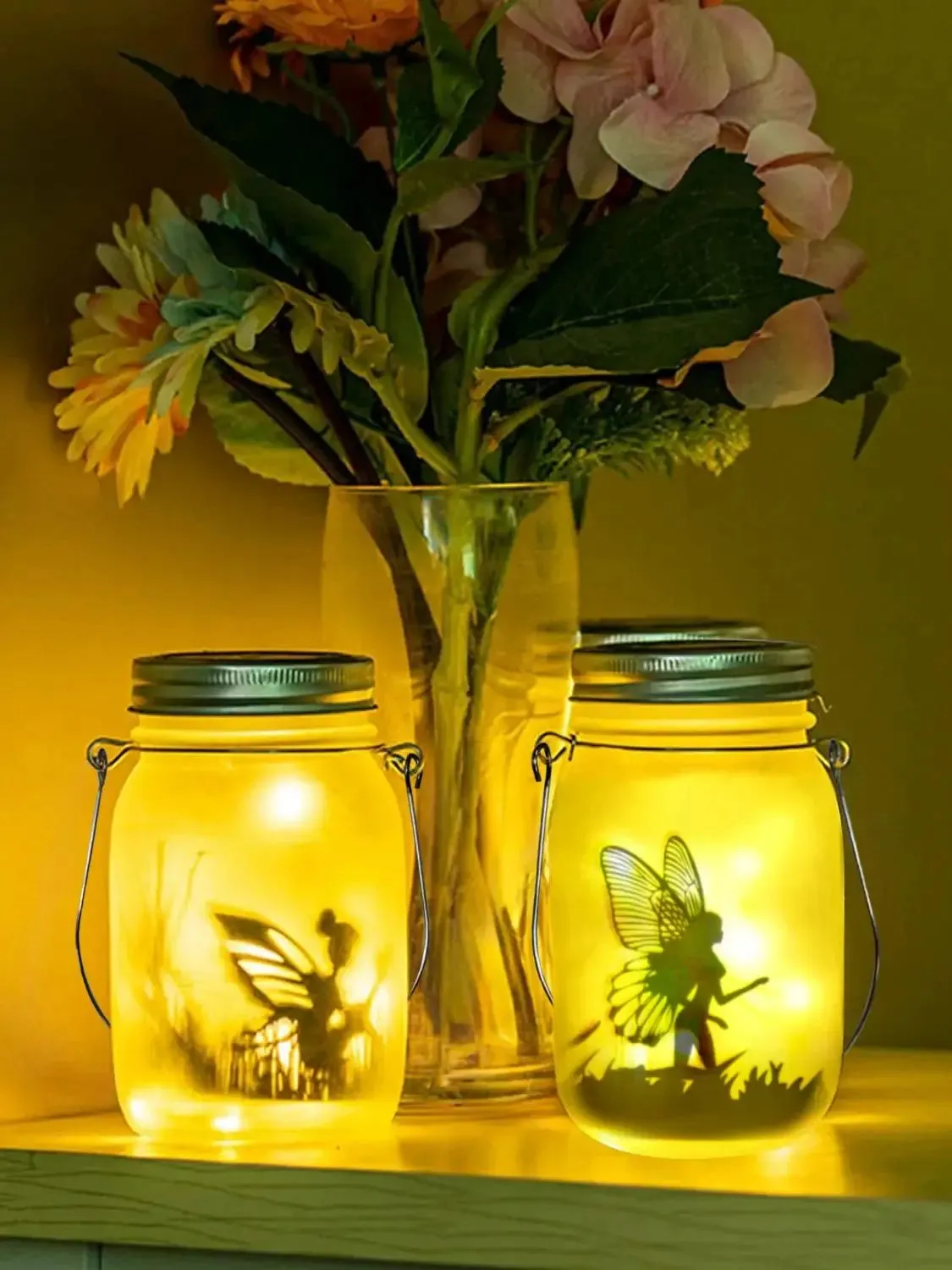 Glass Fairy Lamp – Solar-Powered Mason Jar Lantern for Magical Outdoor & Garden Decor