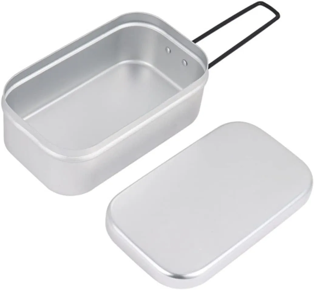 GLEAVI Outdoor Aluminum Folding Lunch Box with Portable Handle Lightweight Camping Cookware Food Container for Travel Picnics and Outdoor Adventures