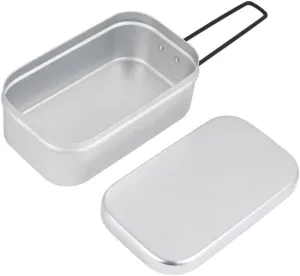 GLEAVI Outdoor Aluminum Folding Lunch Box with Portable Handle Lightweight Camping Cookware Food Container for Travel Picnics and Outdoor Adventures