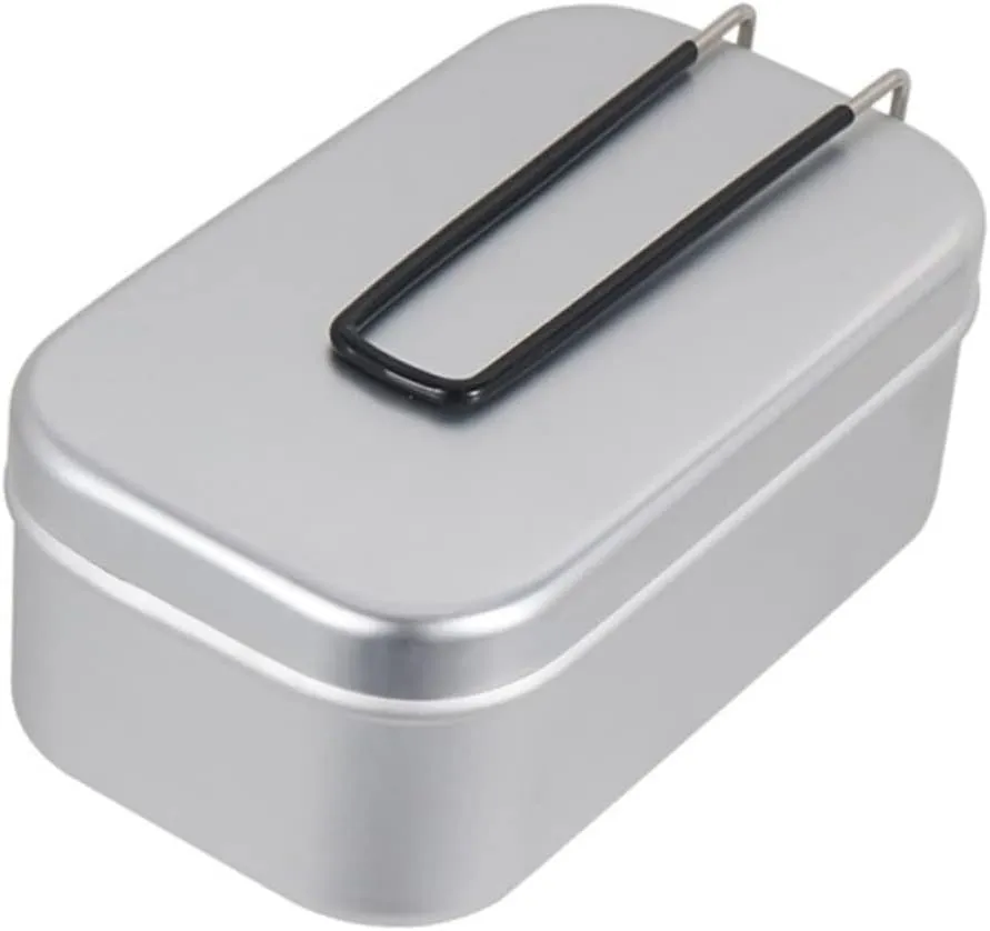 GLEAVI Outdoor Aluminum Lunch Box with Foldable Handle Lightweight Portable Food Container for Camping Picnics and Mountaineering Cookware