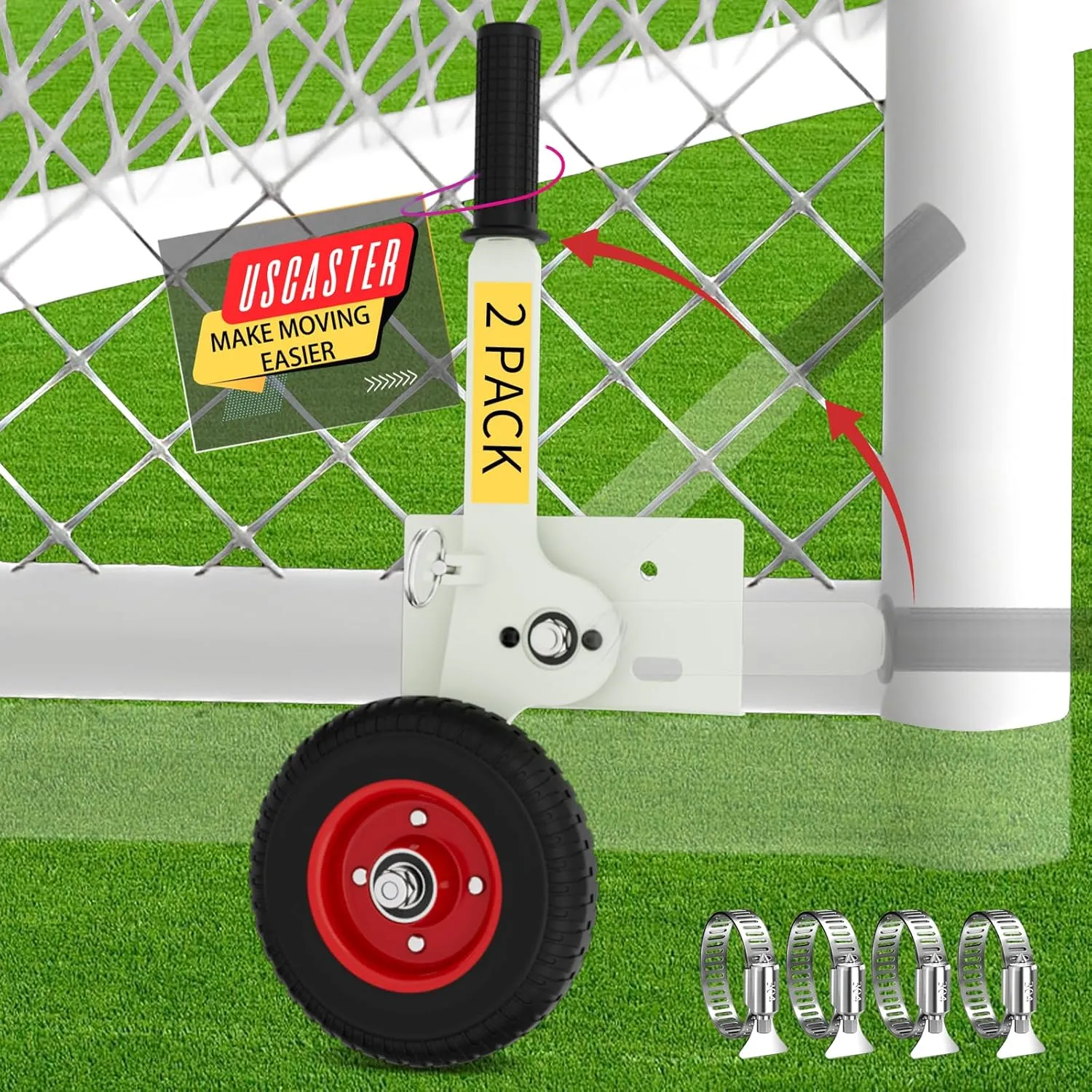 Goal Mover Heavy-Duty Lift Mover Tool Set, 1300LBS Capacity Soccer Goal Dolly, Lever Mechanisms Available with High Lift Wheels, Chicken Coop Mover, Replacement Soccer Goal (2 Pack)