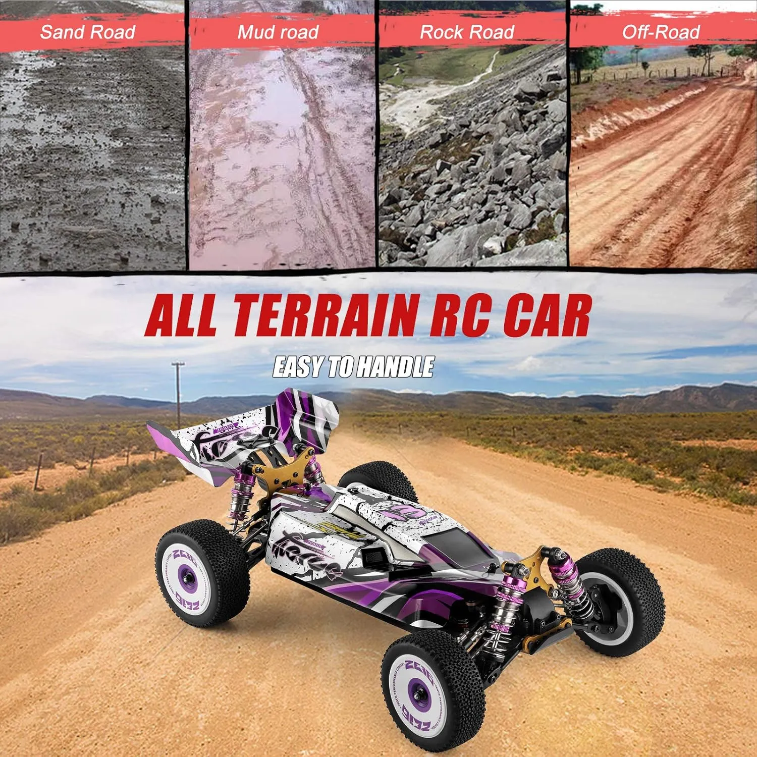 GoolRC WLtoys 124019 RC Car,1/12 Scale 2.4GHz Remote Control Car,4WD 60km/h High Speed Racing Car,Off-Road Buggy Drift Car RTR with Aluminum Alloy Chassis,Zinc Alloy Gear and 1 Battery