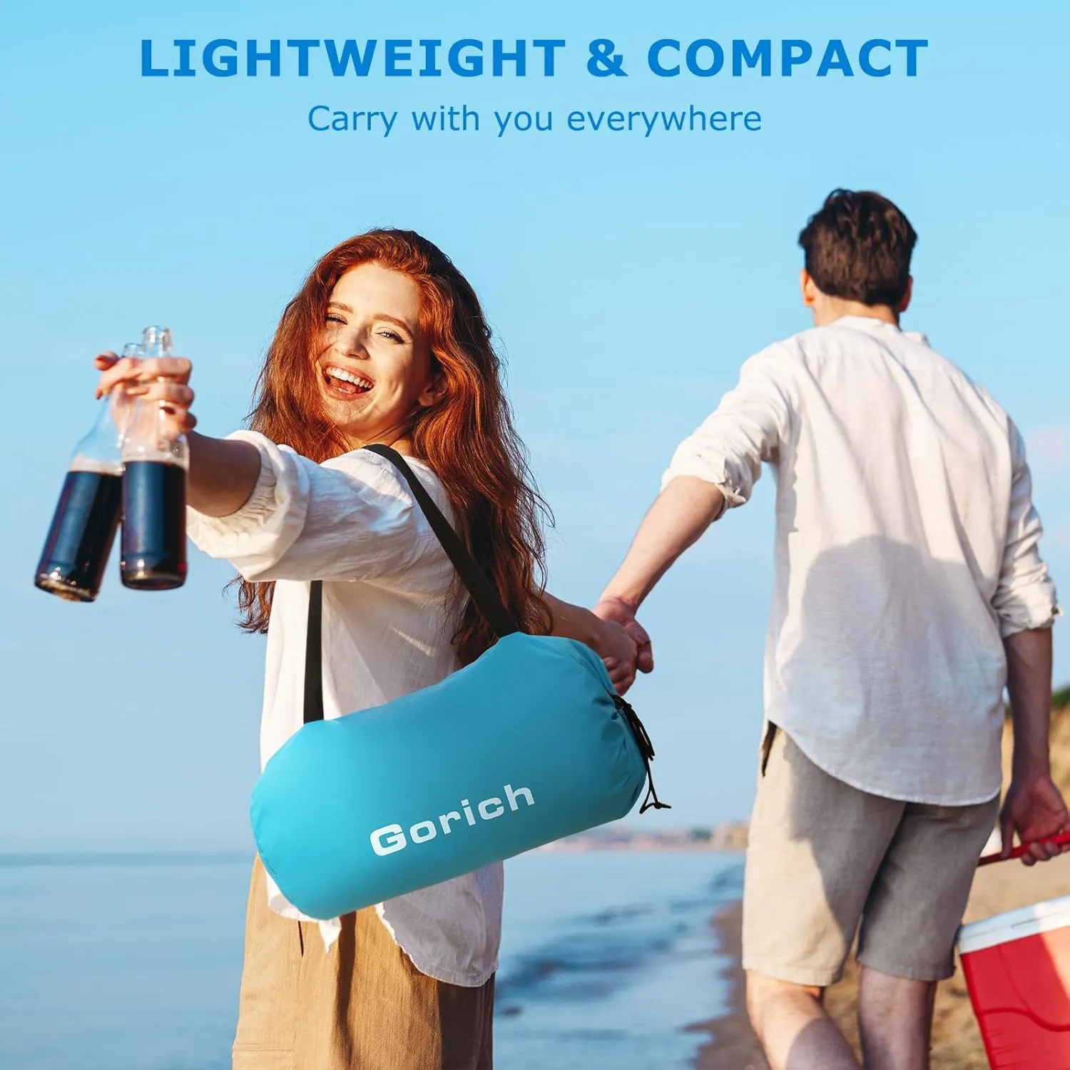 Gorich Portable Beach Tent for 3-7 Person with UPF 50  UV Protection, Lightweight & Foldable Sun Shelter with 5 Sand Bags, Easy Setup Windproof Beach Umbrella Sun Shade