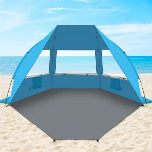 Gorich Portable Beach Tent for 3-7 Person with UPF 50  UV Protection, Lightweight & Foldable Sun Shelter with 5 Sand Bags, Easy Setup Windproof Beach Umbrella Sun Shade