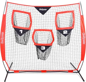GoSports Football Throwing Net - 8 x 8 ft or 6 x 6 ft Nets - Choose Black or Red