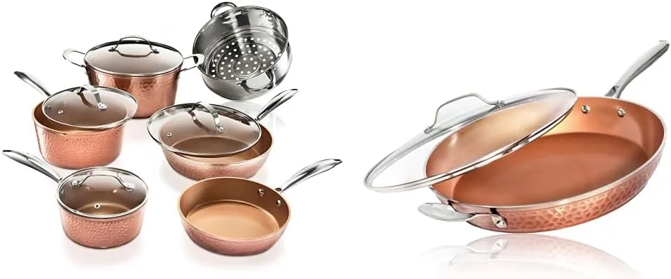 Gotham Steel Hammered Collection Pots, Pans and Frying Pan Set