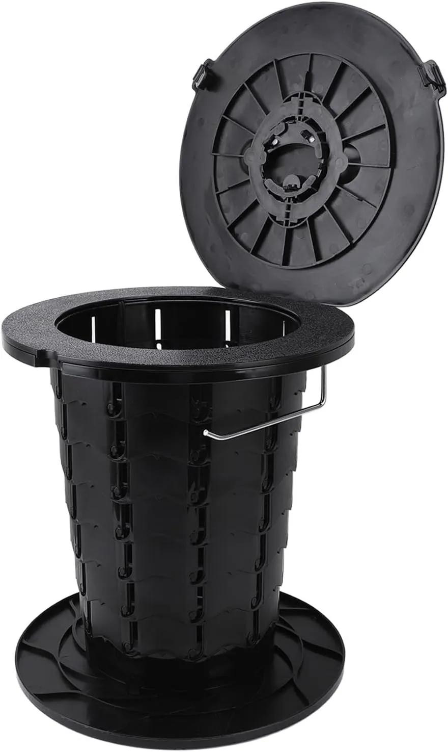 GOTOTOP Portable Toilet, Folding Camping Toilet Plastic Porta Potty Adjustable Height Outdoor Toilet Retractable Car Toilet with Trash Bags for Hiking Travel Trucks Fishing Black