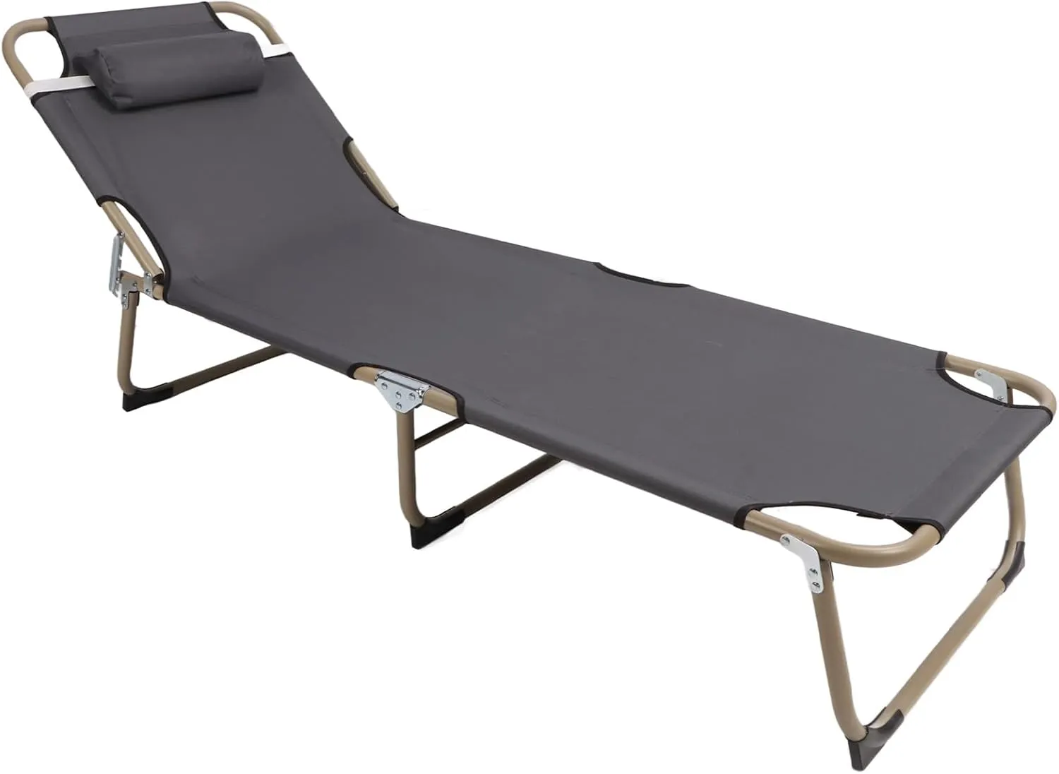 GOWENIC Camping Cot for Adults, Portable Folding Bed with Adjustable Backrest, Pillow, Three Fold Design, Reclining Foldable Camp Cots for Outdoor, Home, Beach, Patio