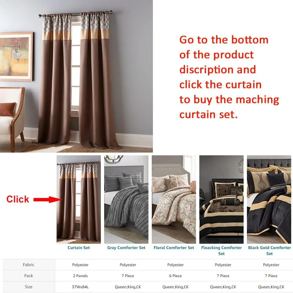 Grand Avenue Brown Comforter Set California, 8 Pieces Bed in a Bag, Lightweight Microfiber, Ultra-Soft, Jacquard Premium Bedding Set, Striped Design