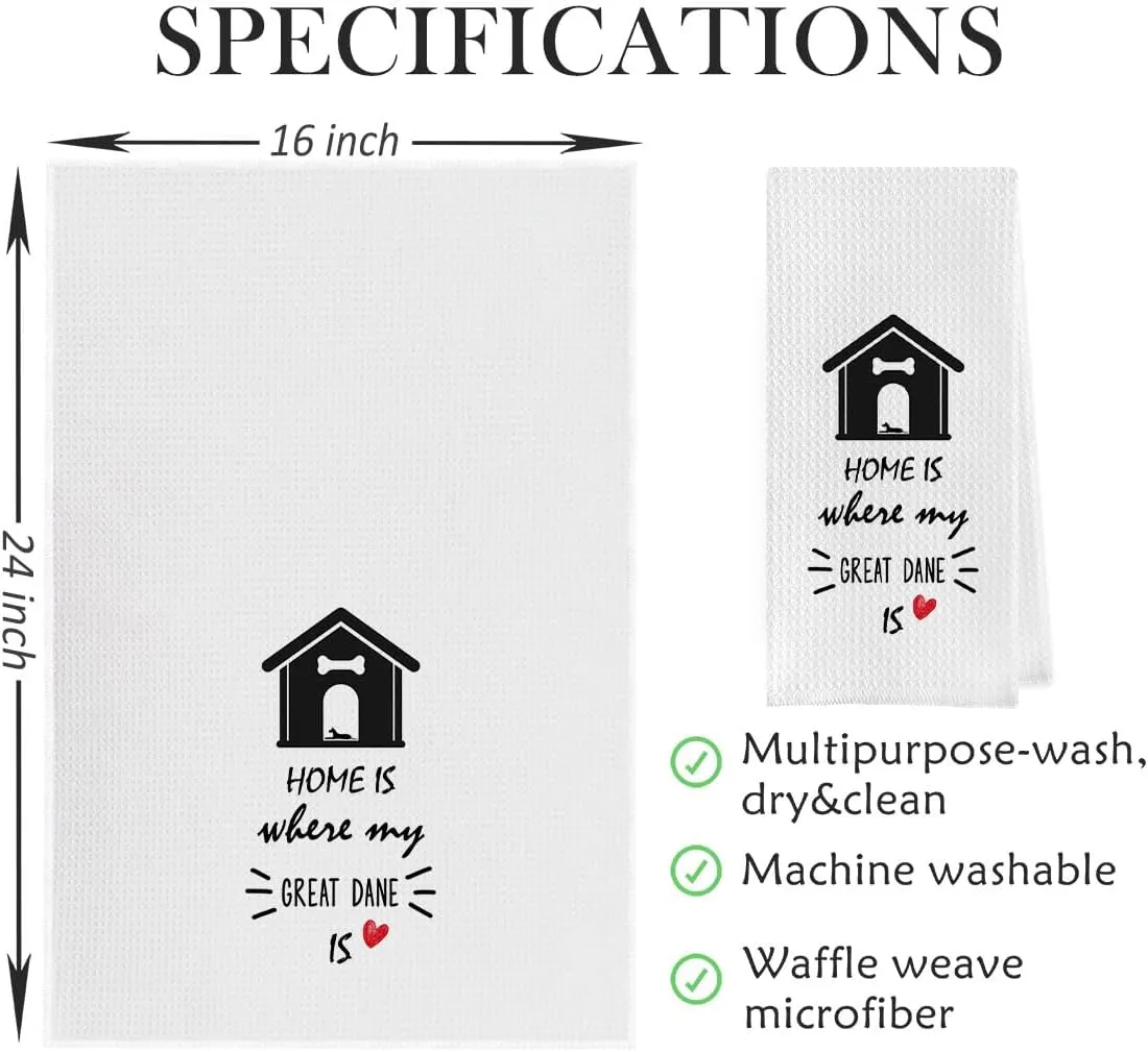 Great Dane Dish Towels - Great Dane Gift Waffle Weave Kitchen Towels, Great Dane Tea Towel, Great Dane Hand Towel, Great Dane Gifts, Great Dane Mom Gifts (16×24 Inches Set of 4), Small