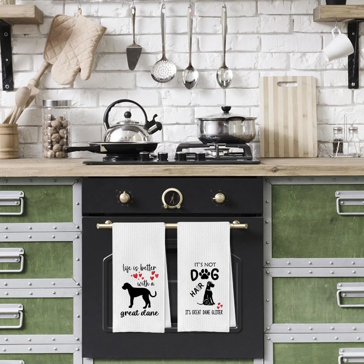 Great Dane Dish Towels - Great Dane Gift Waffle Weave Kitchen Towels, Great Dane Tea Towel, Great Dane Hand Towel, Great Dane Gifts, Great Dane Mom Gifts (16×24 Inches Set of 4), Small
