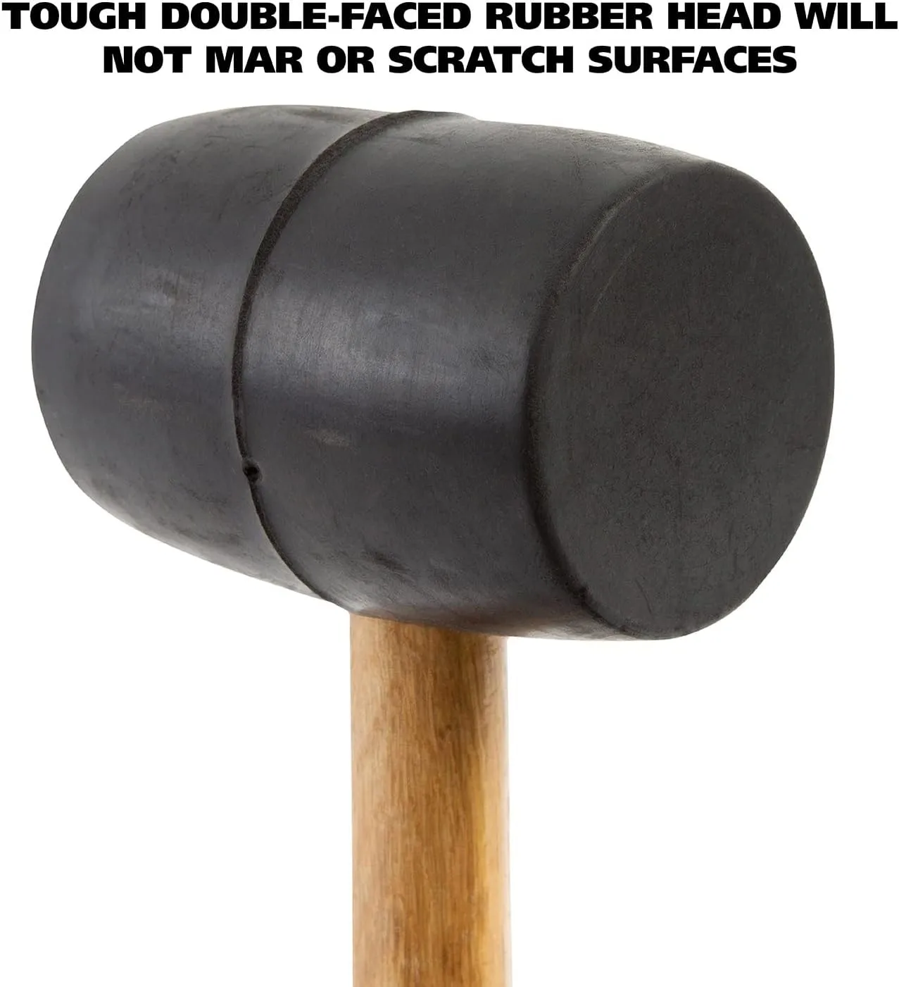 GreatNeck RM16 Rubber Mallet, 16 Oz. Rubber Hammer, Mallet with Hardwood Handle, Surface-Safe for Woodworking, Automotive, and Tile Projects