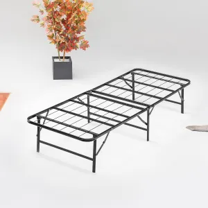 Greaton, 14-Inch Foldable Metal Platform Bed Frame with Tool Free Setup, Sturdy Steel, No Box Spring Needed, 75" x 30", Black
