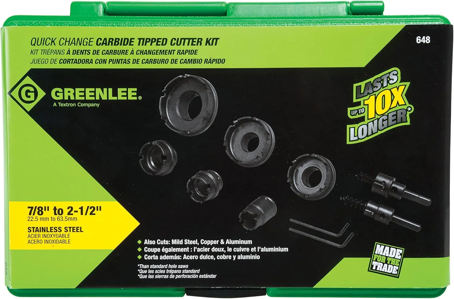 Greenlee - Carbide Cutter, Qck Chnge, 8Pc, Hole Making (648)