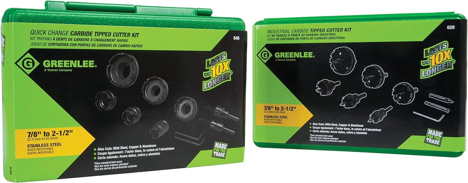 Greenlee - Carbide Cutter, Qck Chnge, 8Pc, Hole Making (648)