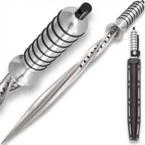 Grey Titanium Spiral Dagger | Quad-Edged Spiral Blade | Slip-Resistant Handle | Custom-Fit Sheath Included | Stainless Steel Blade | 16 1/2" Overall Length