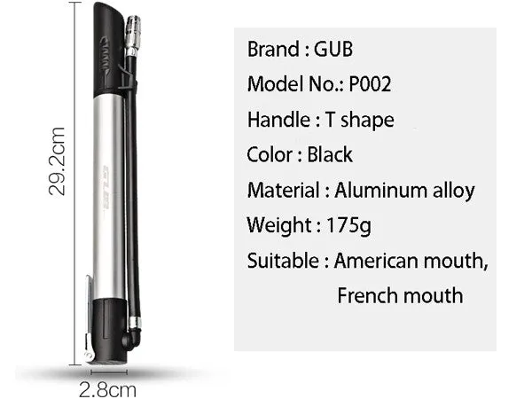GUB P002 SINGLE CYLINDER 120PSI MINI PUMP|GUB P002 米式/仏式対応 120PSI ミニポンプ