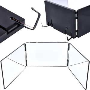 Hamilton Hills Adjustable Trifold 360 Degree 3-Way Barber Mirror - Hanging or Wall Mounting - Triple-Section for Haircuts, Braiding, Makeup - Personal Grooming in Bathroom