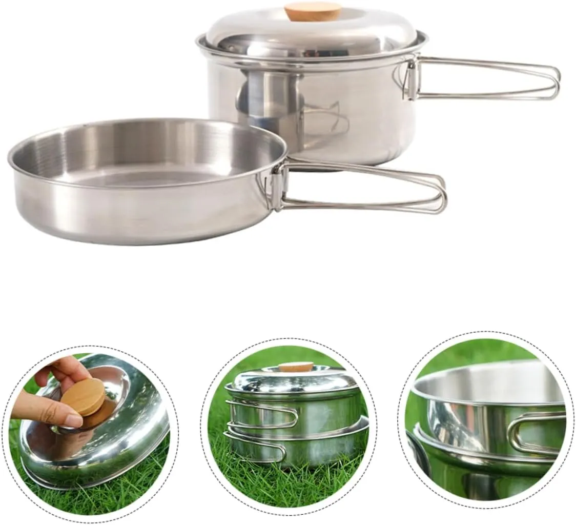 HANABASS 2pcs Picnic Pan Set Outdoor Camping Cookware Outdoor Cooking Supplies Outdoor Cookware Portable Picnic