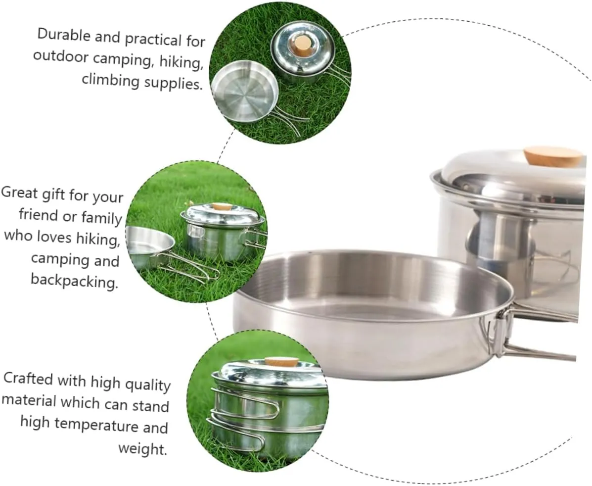 HANABASS 2pcs Picnic Pan Set Outdoor Camping Cookware Outdoor Cooking Supplies Outdoor Cookware Portable Picnic